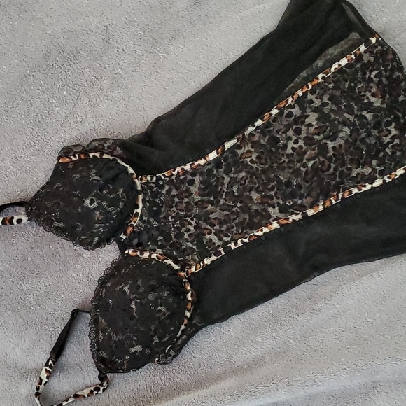 Victoria secret black leopard teddy - Picture 1 of 4